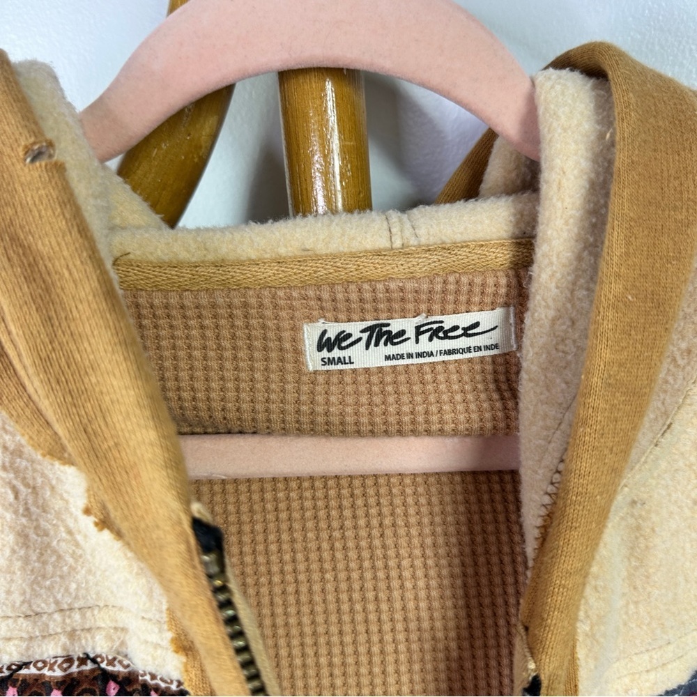 Free People Orange Quilted Patchwork Jacket sz S - Picture 8 of 9